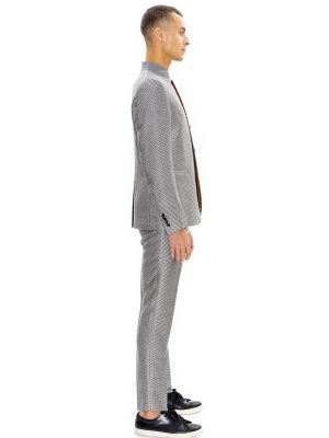 HIROMI ASAI, Ichimatsu Silver No Collar Jacket - Image 6