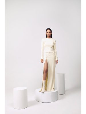 MANNAT GUPTA Rib -Knit Maxi Dress in Yellow - Image 3