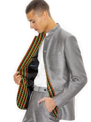 Hiromi Asai Silver No Collar Jacket