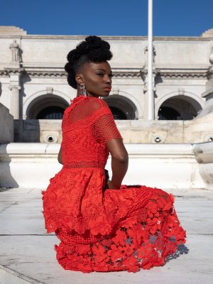 Hong Hoa Red Delicate Floral Lace Dress - Image 6