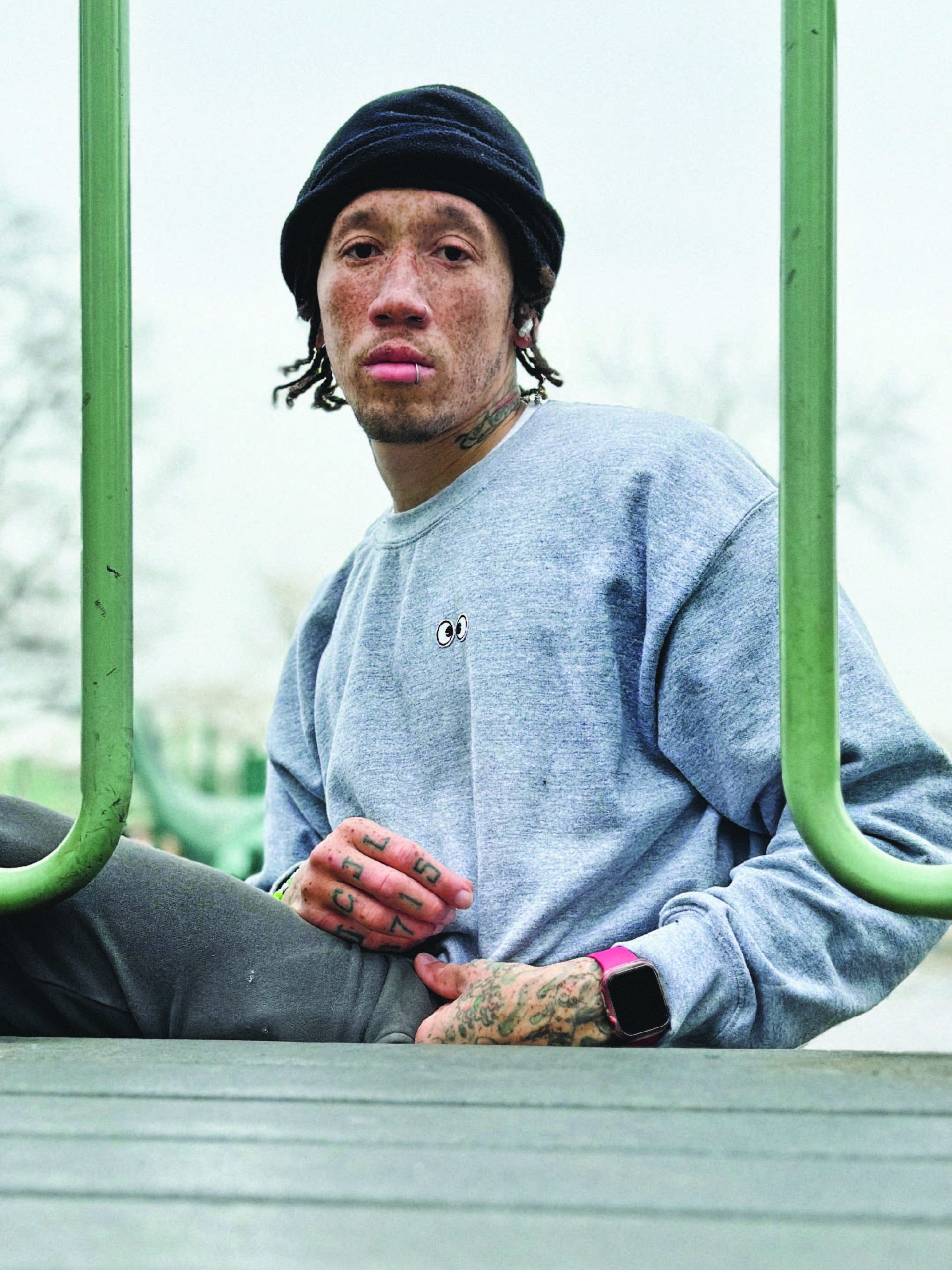 Googly Eye Cru Heather Grey CruNeck Sweatshirt Flying Solo