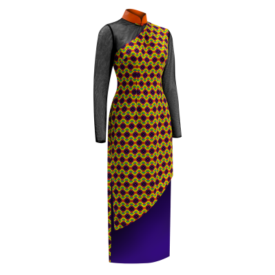 Sparkle Collection Multi-Color Silk Evening Dress - Image 4