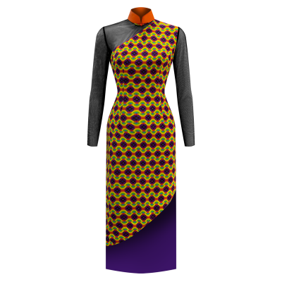 Sparkle Collection Multi-Color Silk Evening Dress - Image 3