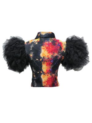 2madison Avenue The Canvas Black Glam Tulle Top With Lace - Image 3