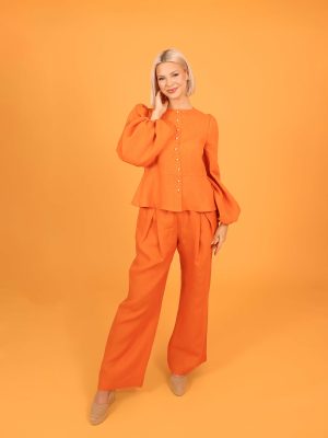 Orange linen pants