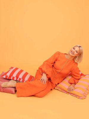 Orange linen pants