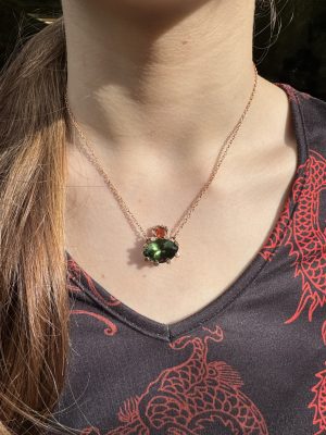 Sylvie Majerova Jewellery Gold Necklace With Moldavit And Orange Umba Sapphire - Image 3