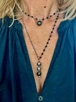 Wayoa Tahitian Pearls Necklace In Silver And Lapis-Lazulli - Image 3