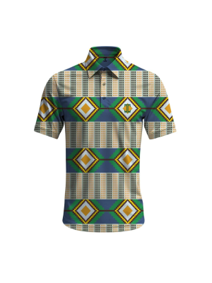 Itu Golf Wear Geometric Print Short Sleeve Top