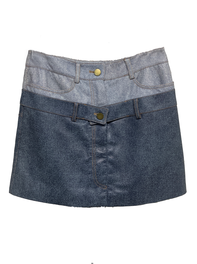 Ge3.21 Double Waistband Color Matching Skirt