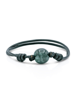 Jade Arcadia Leather Bracelet With Green Jade Bead