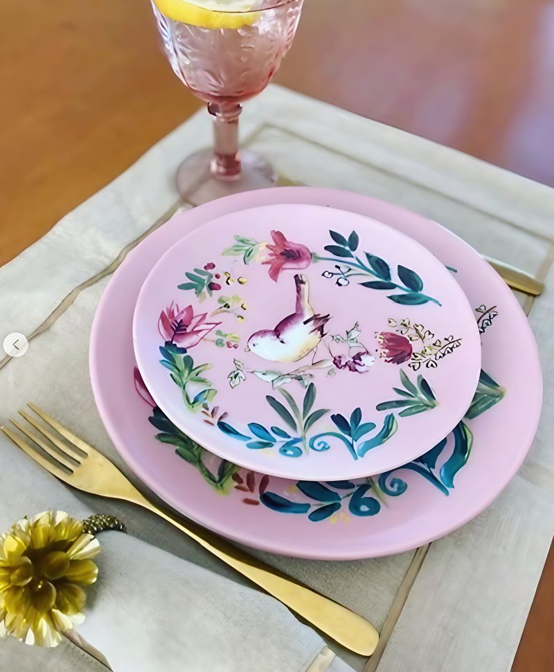 Elsatahome Dinner Plate Bird Pink - Set Of 4 - Image 2