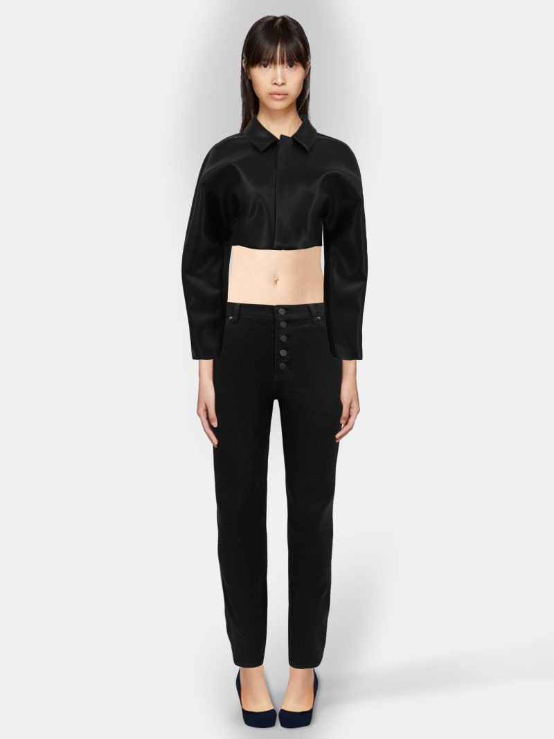 Circular Path Black Cropped Vegan Leather Jacket/Blazer - Image 2