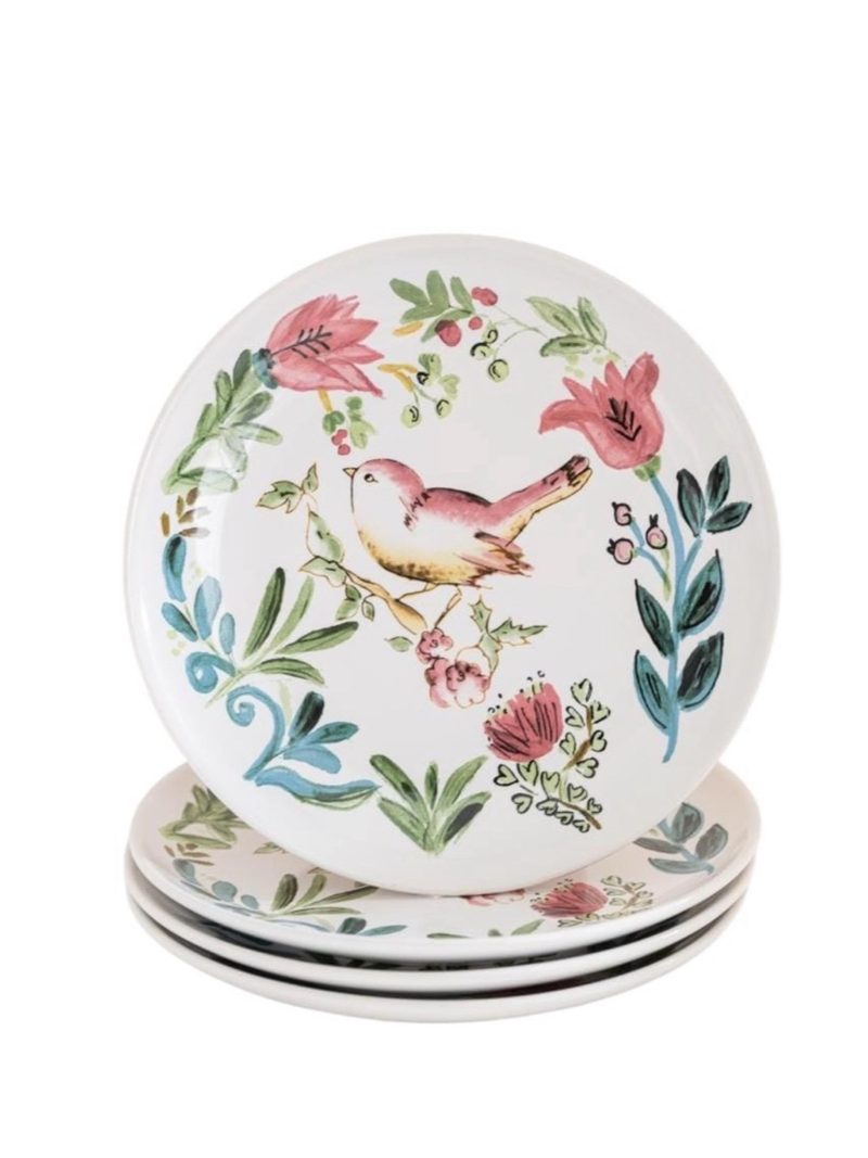 Elsatahome Salad Plate Bird White - Set Of 4