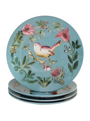 Elsatahome Dinner Plate Bird Aqua - Set Of 4