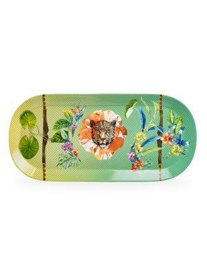 Grace Teaware 16.5" Summer Savanna Leopard Oval Serving Platter