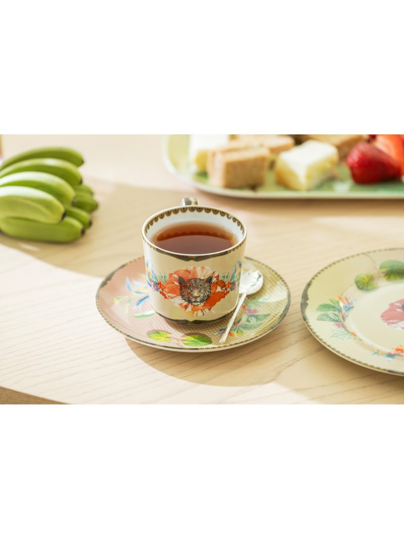 Grace Teaware Summer Savanna Leopard Fine Porcelain Cup & Saucer Set Of 2 - Image 3