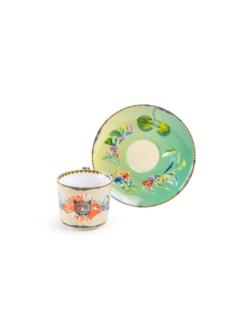 Grace Teaware Summer Savanna Leopard Fine Porcelain Cup & Saucer Set Of 2 - Image 8