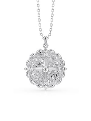 Vanimy Floral Blessing Compass Medallion Necklace