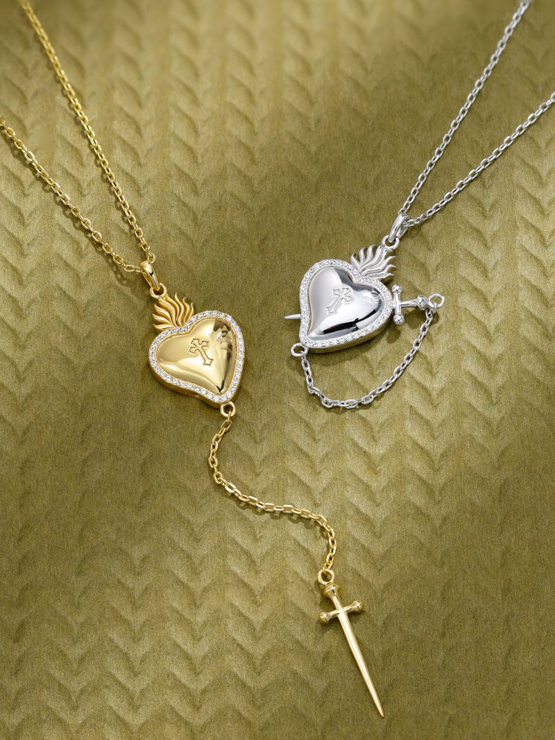 Vanimy Flaming Heart With Dagger Necklace - Image 3