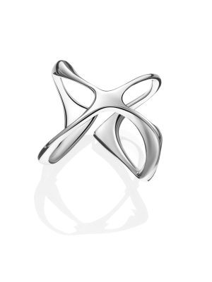 Outsider Artist Silver Double-Arc Ring