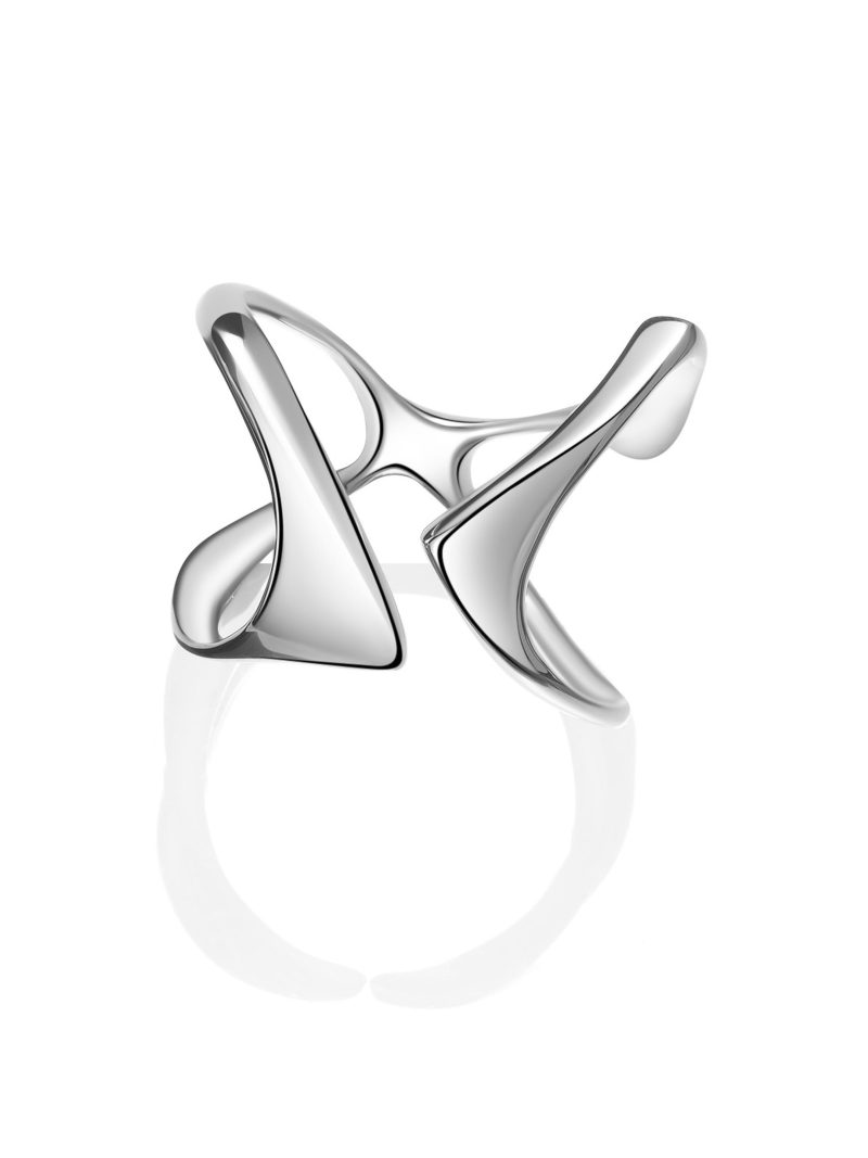 Outsider Artist Silver Double-Arc Ring - Image 2