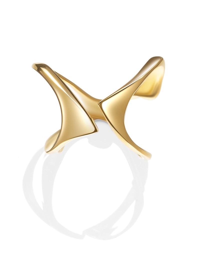 Outsider Artist Gold Double-Arc Ring - Image 2
