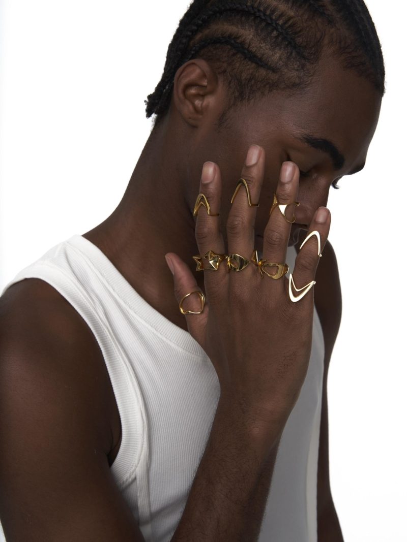 Outsider Artist Gold Double-Arc Ring - Image 3