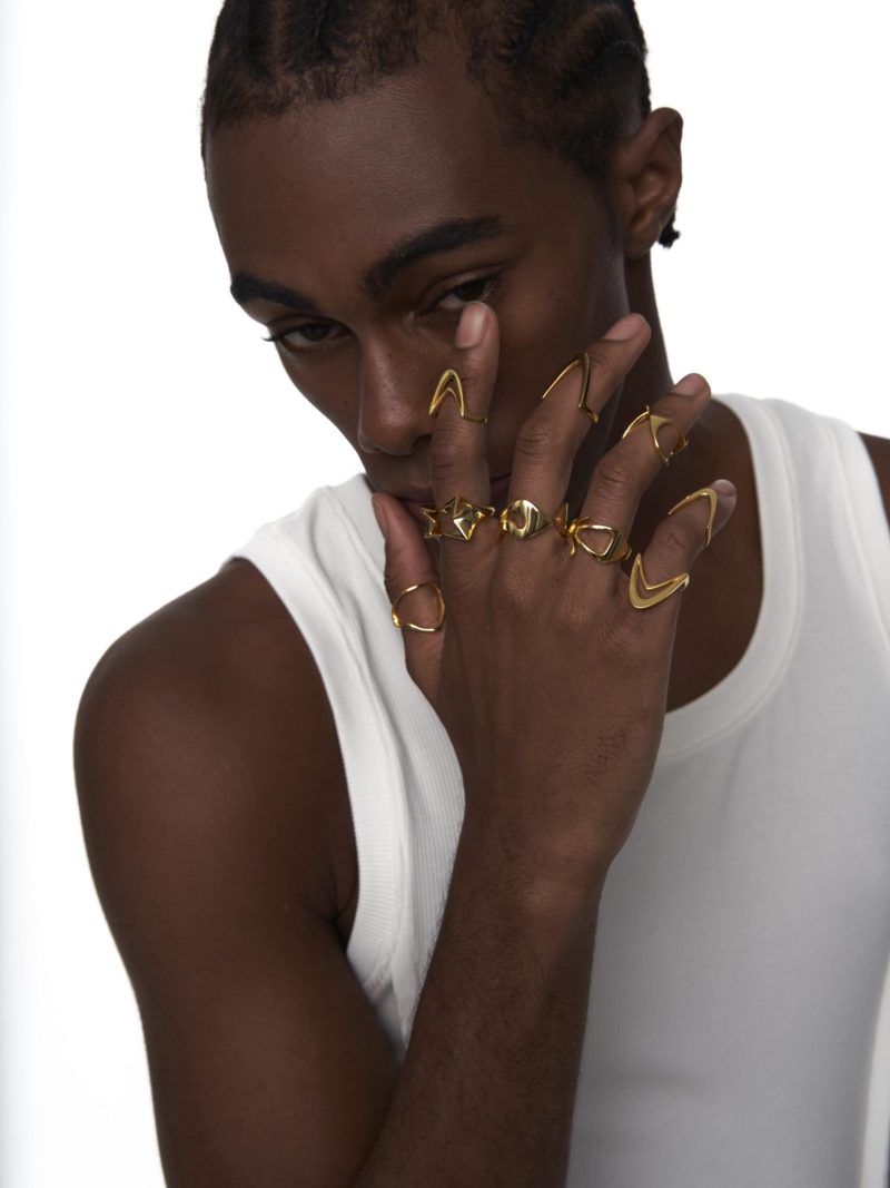 Outsider Artist Gold Double-Arc Ring - Image 4