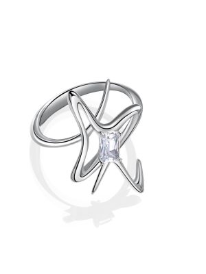 Outsider Artist Natural Clear Quartz Star Ring