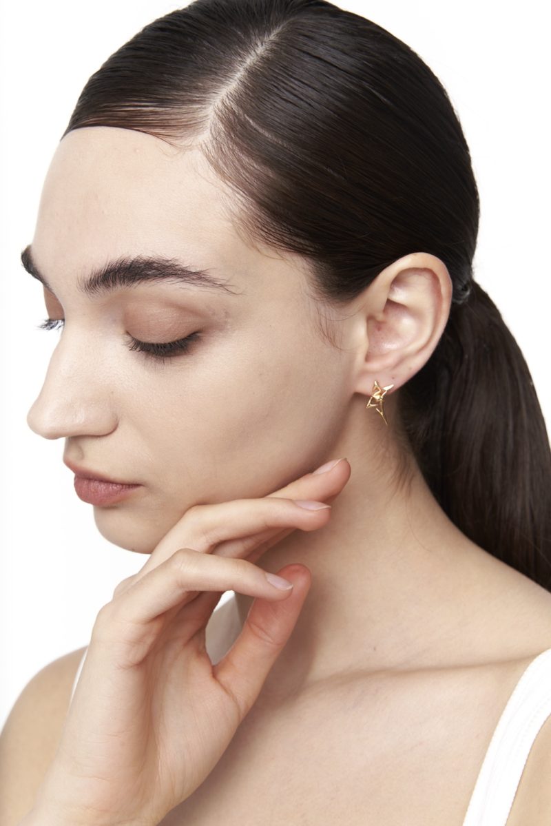 Outsider Artist Gold Star Earring - Image 2