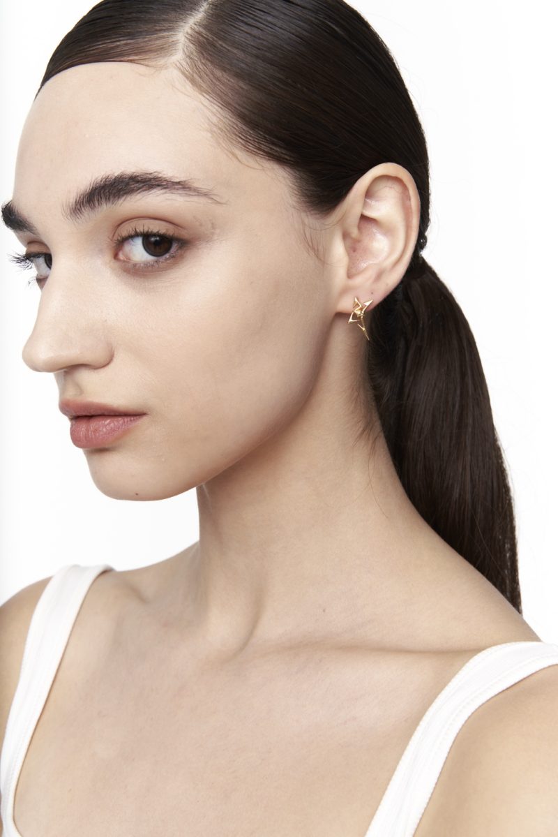 Outsider Artist Gold Star Earring - Image 3