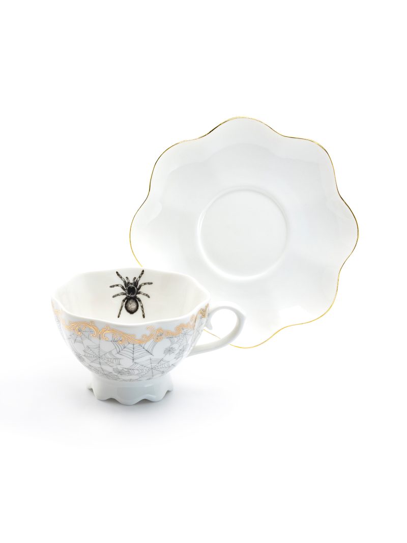 Grace Teaware Spider Web White Gold Scallop 7.5oz Tea Cup And Saucer - Image 2