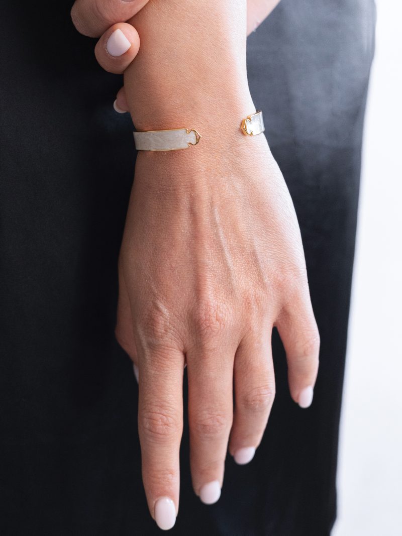 Sarah Anne Mccracken NYC Ivory/Cream Gold Bangle - Image 3