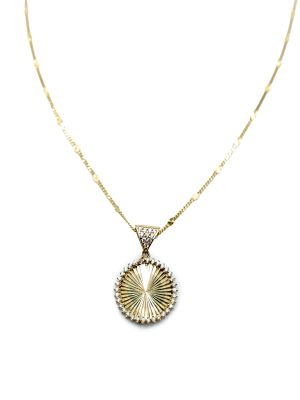 VÀNG NEW YORK 14K SOLID GOLD SUNBURST PENDANT NECKLACE