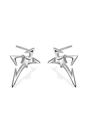 Outsider Artist Silver Star Earring