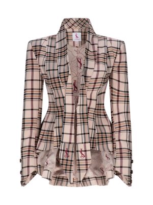 Liz Skorsis Tan/Beige Blazer Jacket/Blazer