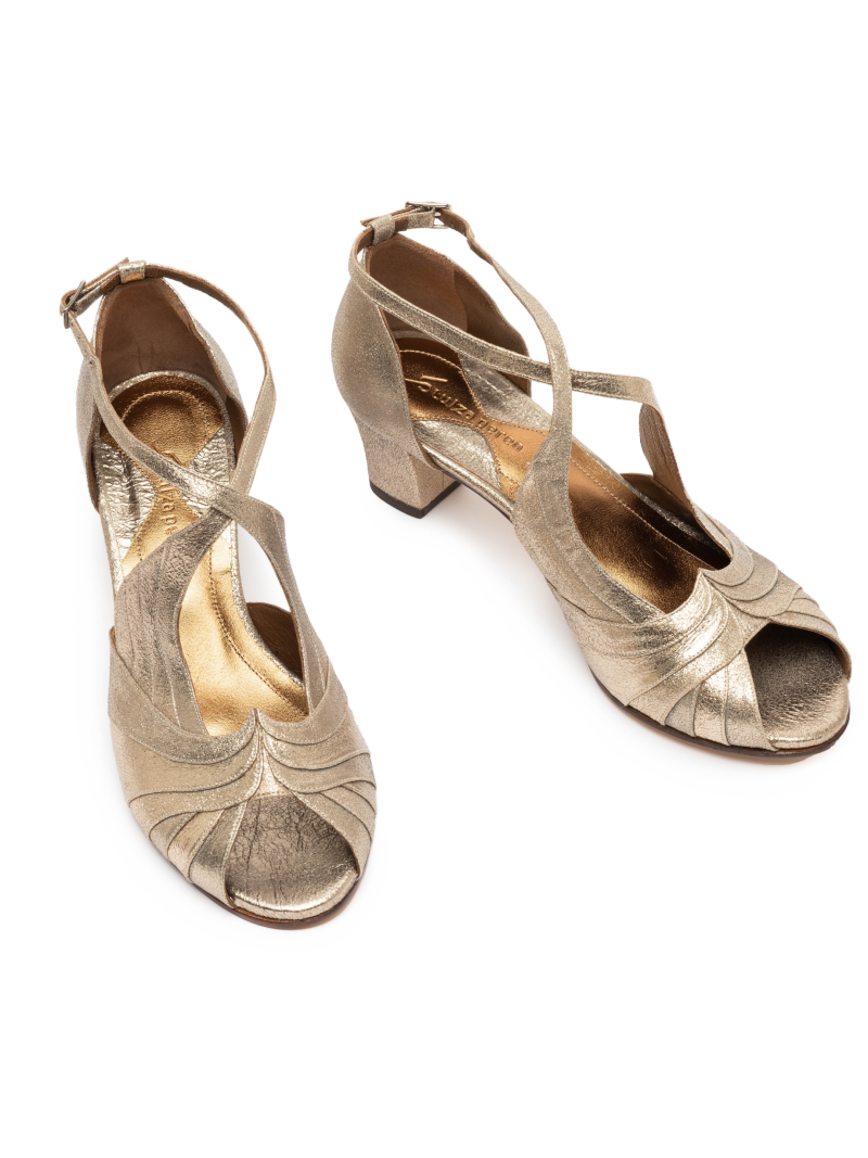 Singular By Tainara Cruvinel Metallic Mid Heel Sandal - Image 2