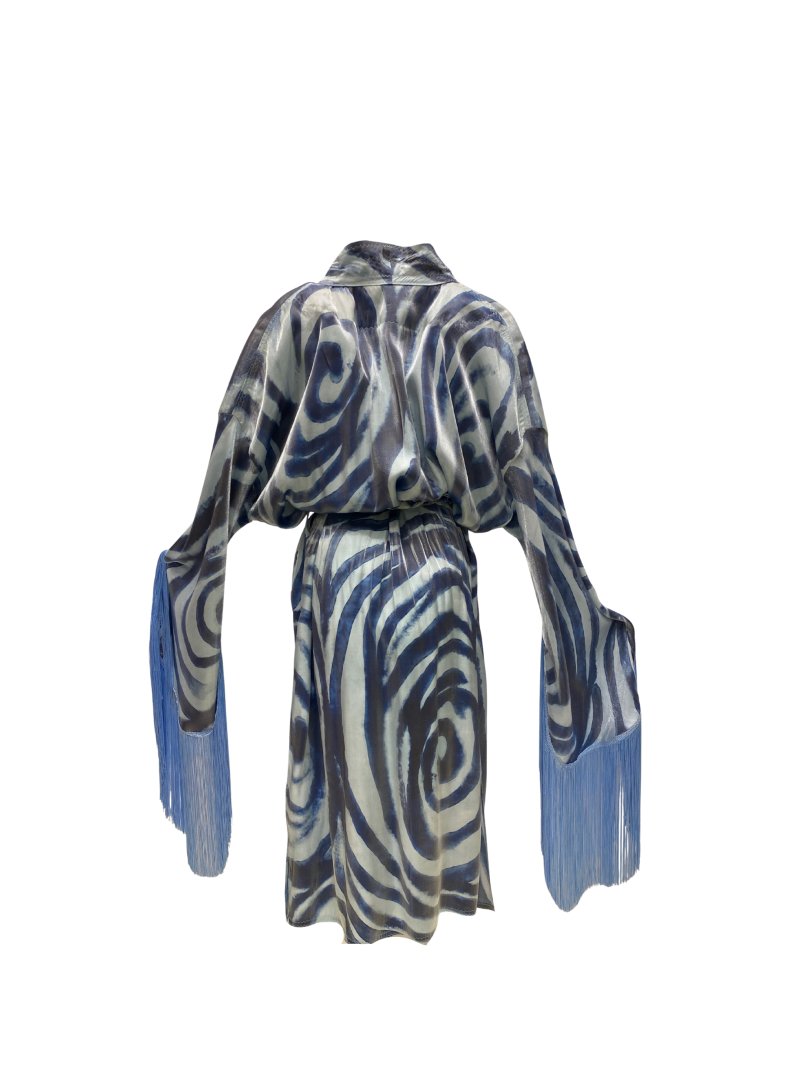 Bobo Marché Kimono Azure Fringe Whisper - Image 2
