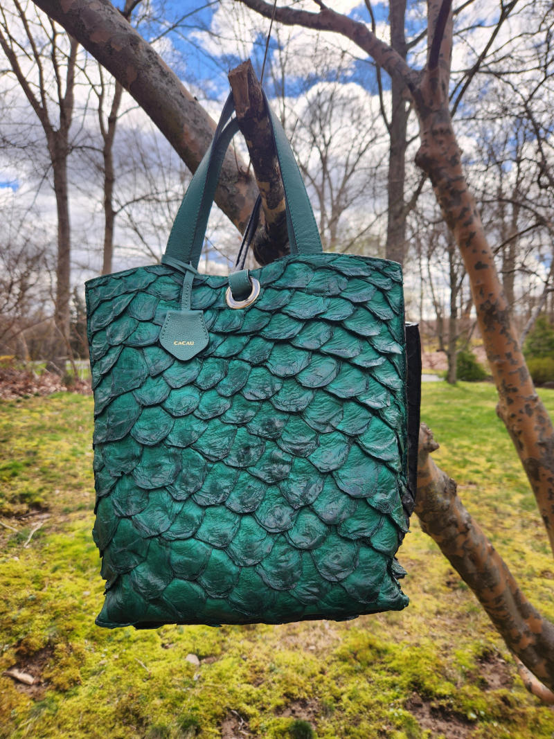 Singular By Tainara Cruvinel Green Leather Large Tote - Image 2