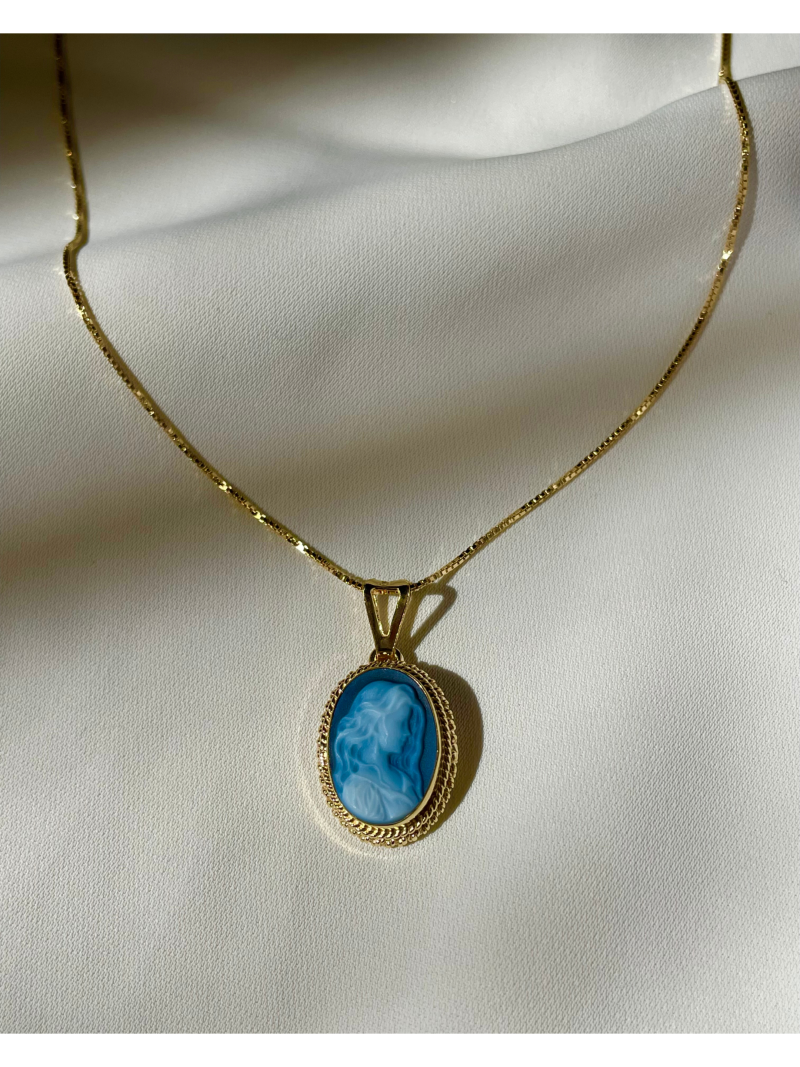 Studio Dust To Gold Italy Annie Mae Blue Cameo Necklace - Image 5