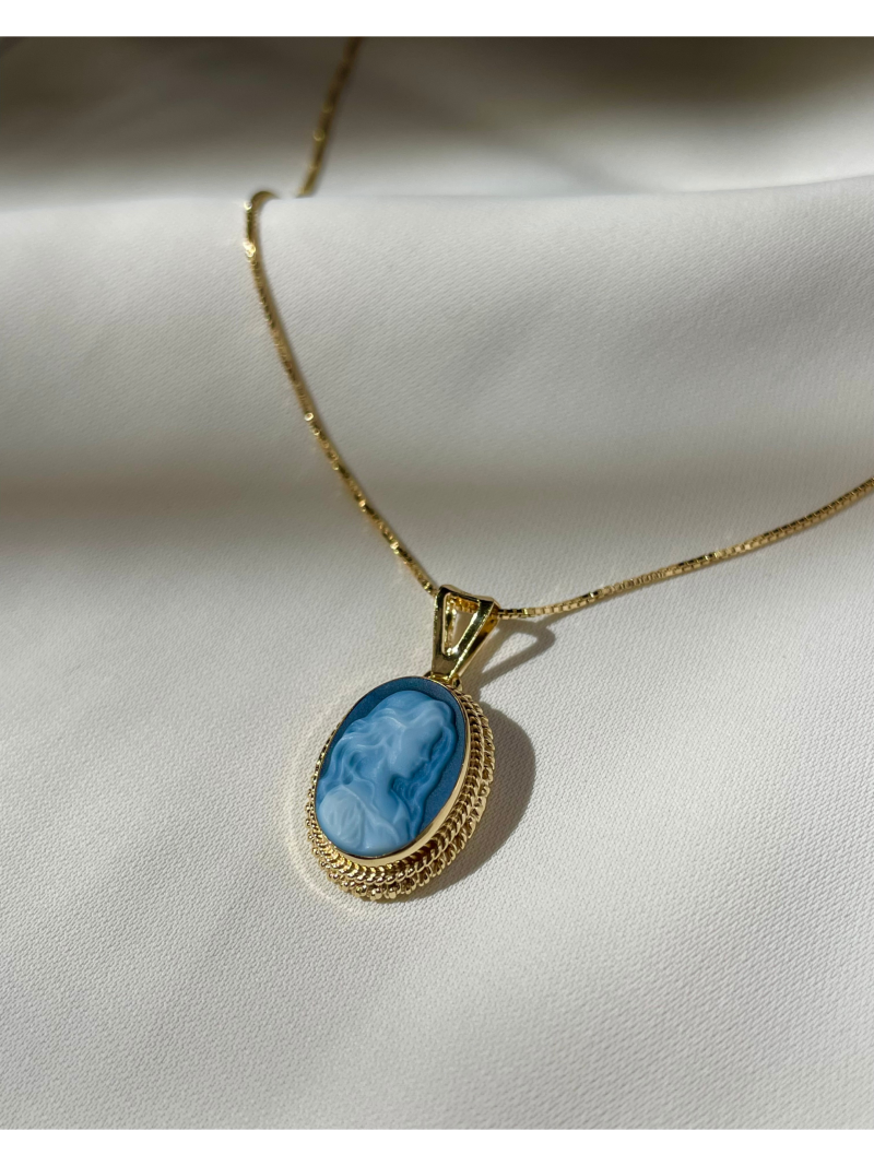 Studio Dust To Gold Italy Annie Mae Blue Cameo Necklace - Image 4
