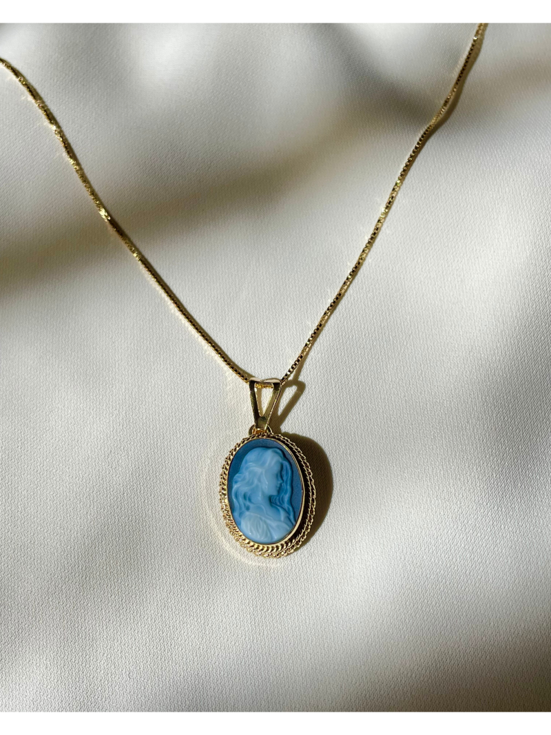 Studio Dust To Gold Italy Annie Mae Blue Cameo Necklace - Image 3