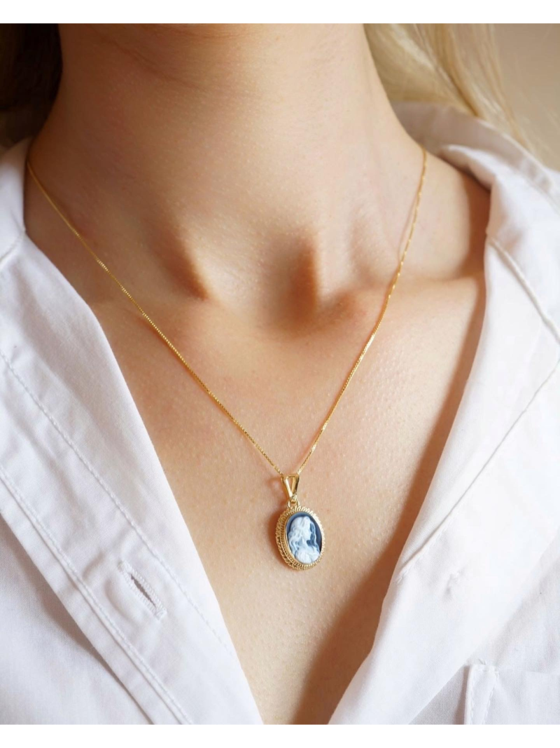 Studio Dust To Gold Italy Annie Mae Blue Cameo Necklace - Image 2