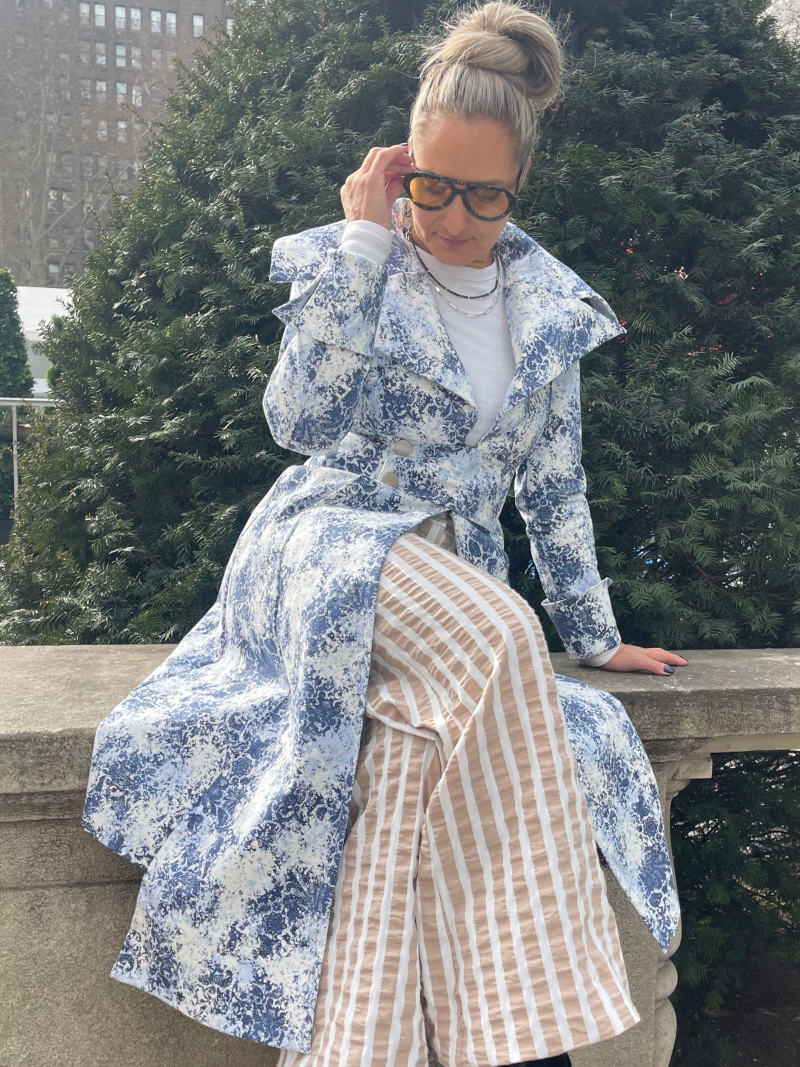 Liz Skorsis Blue Knee Length Coat/Outerwear - Image 2
