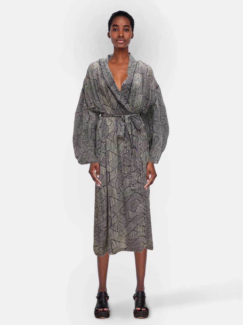 Bobo Marché Kimono - Silk Chiffon Noir Botanica - Image 2