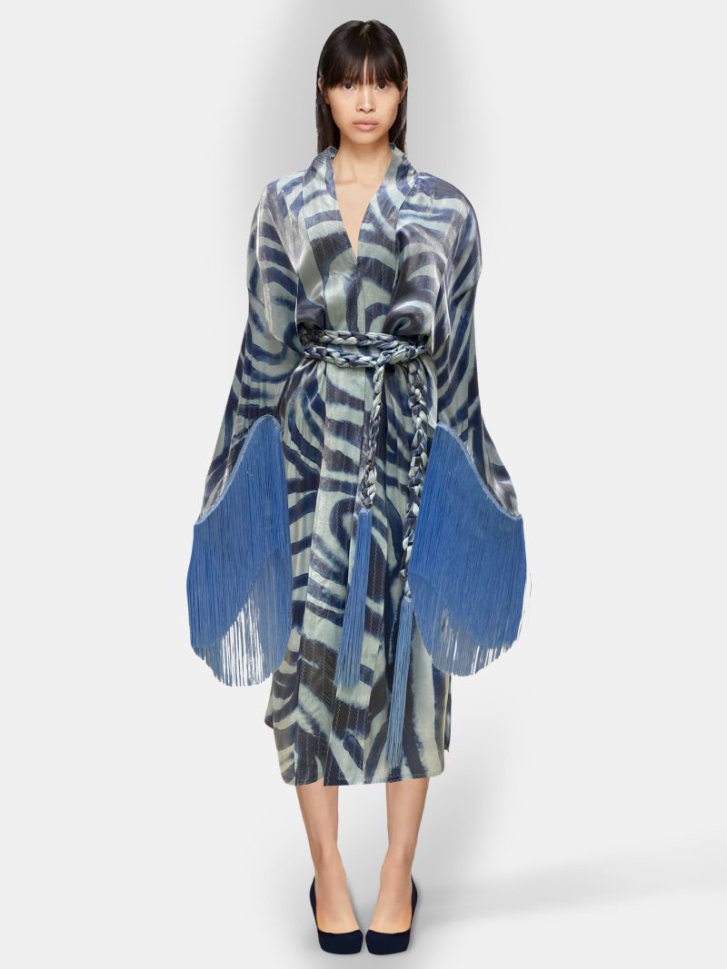 Bobo Marché Kimono Azure Fringe Whisper - Image 2