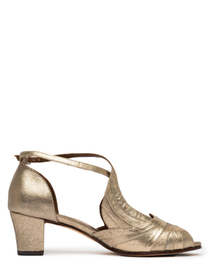 Singular By Tainara Cruvinel Metallic Mid Heel Sandal