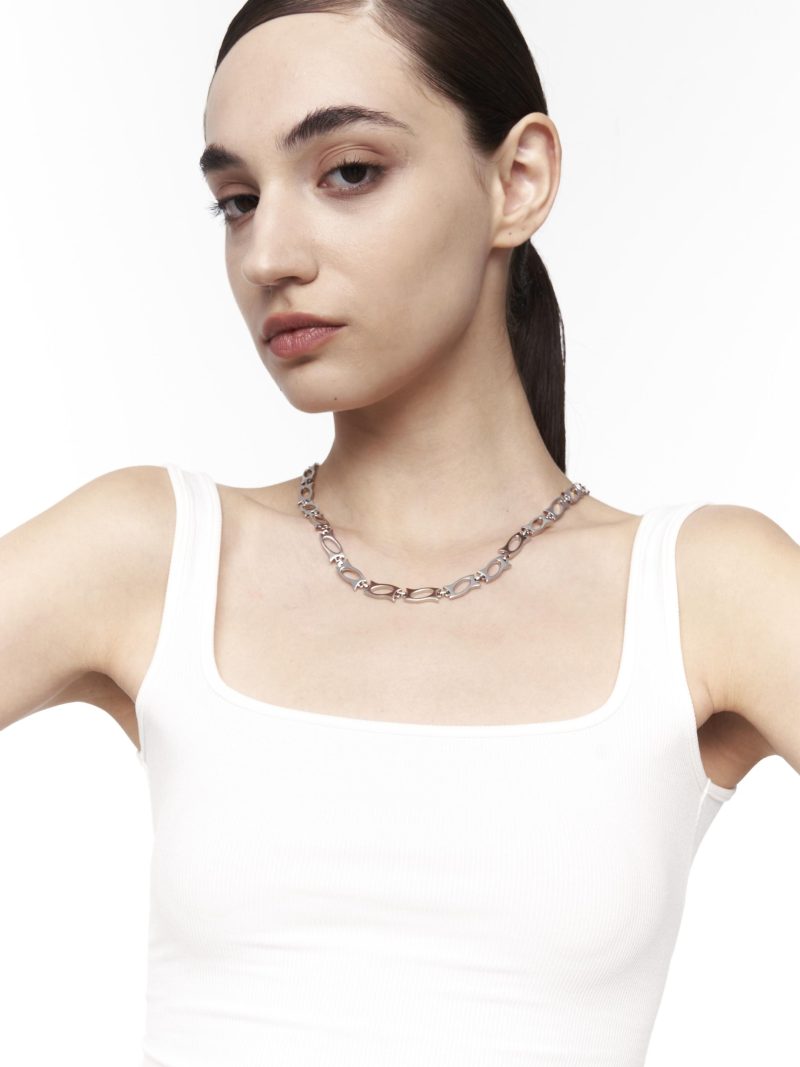 Outsider Artist Silver Blade Segment Necklace - Image 4