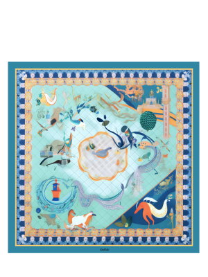Qoffah Blue Silk Scarf